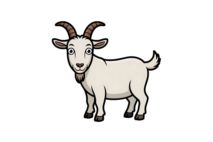 Cartoon goat with horns and beard vector illustration
