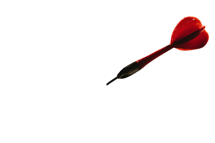 Single red dart isolated on black.  Concept of target, goal, aim, success.