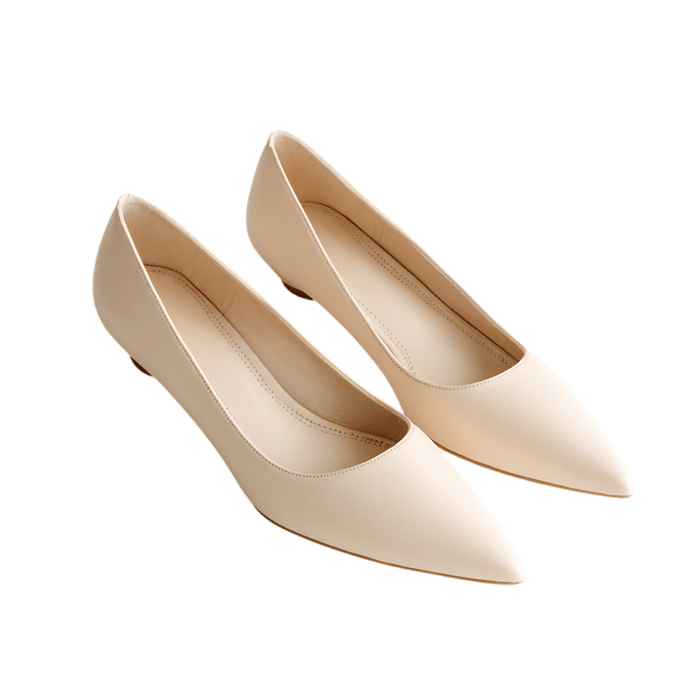 Stylish and comfortable beige women's flats with a pointed toe.