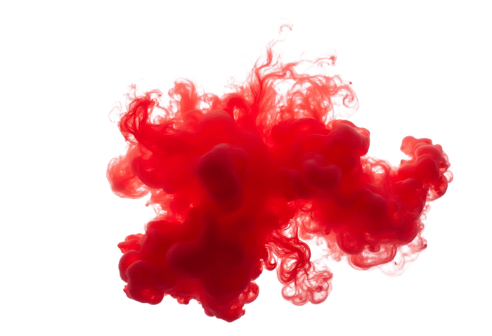 Swirling cloud of vibrant red ink in water
