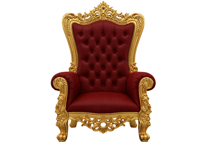 Ornate gold and red throne chair