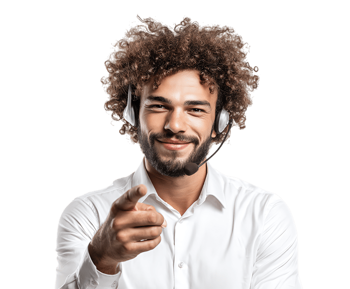 Smiling customer service agent.