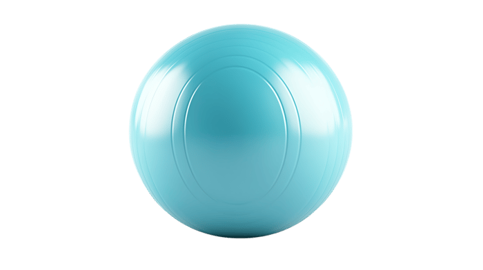 Close up of an aqua blue fitness ball against a black background. Ideal for exercise, yoga, and physical therapy.