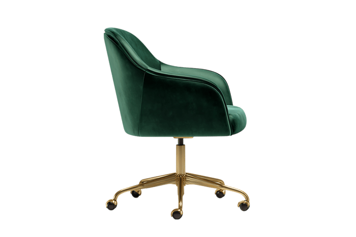 Stylish emerald green velvet office chair with gold base