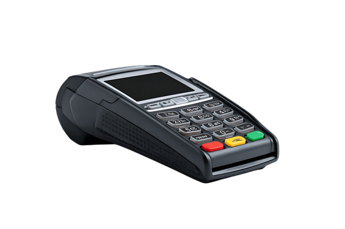 Modern POS terminal for cashless payment.