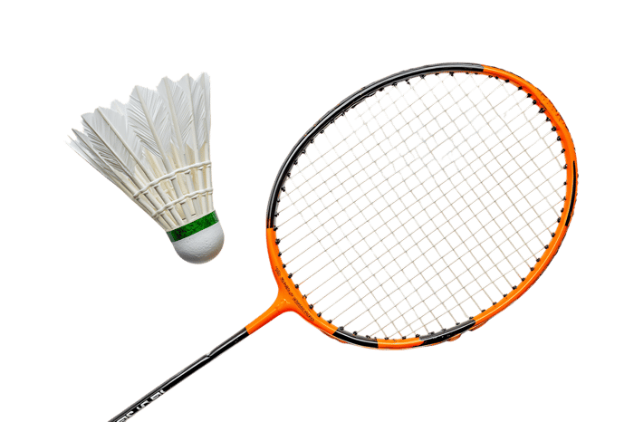 Badminton equipment on black background Sport