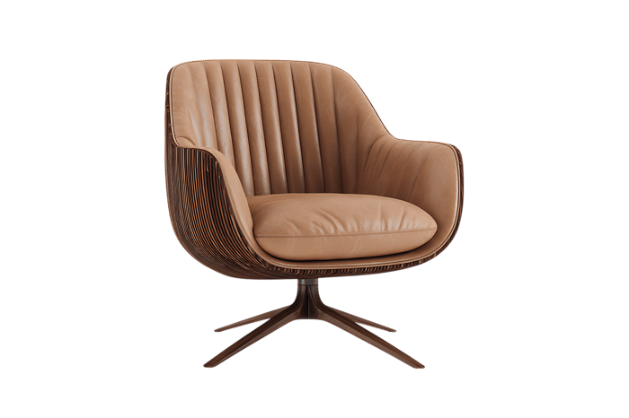 Beige modern swivel chair, home interior design.