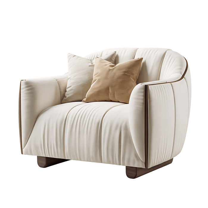 Elegant cream armchair with beige pillows