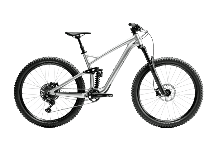 Silver mountain bike for off road adventures and trails
