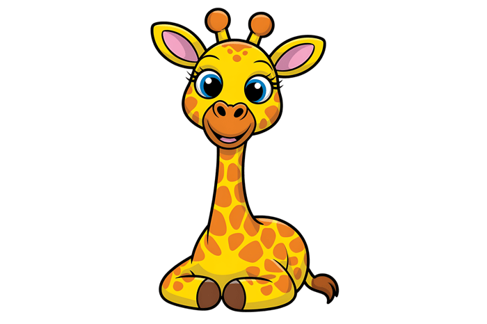 Cartoon giraffe sitting illustration