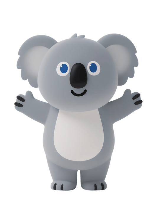 Cartoon koala with open arms
