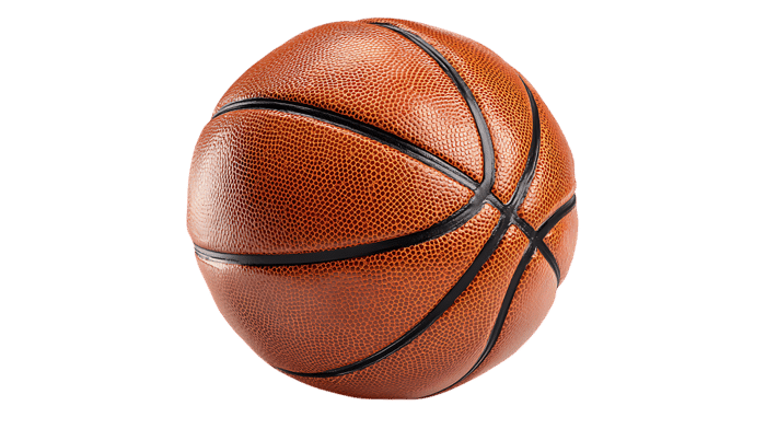 Classic orange basketball ball isolated on black. Sport concept.