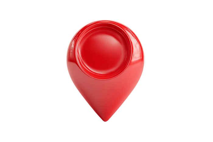 3D red location pin marker, GPS navigation symbol.