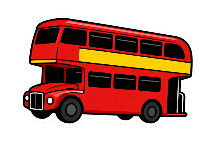 Cartoon red double decker bus illustration