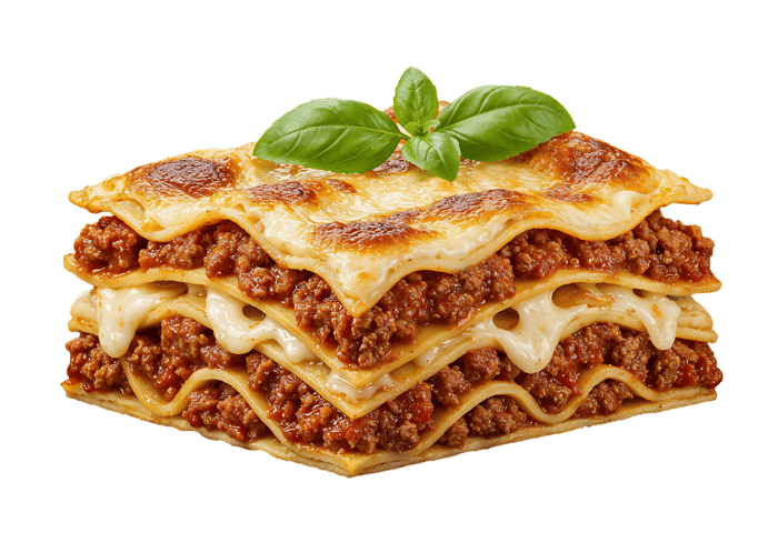 Delicious lasagna with melted cheese and basil223.
