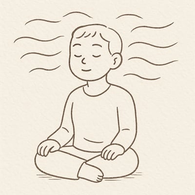 Pessoa em postura relaxada meditando para acalmar a mente em meio à pressão e ruído do ambiente de trabalho.