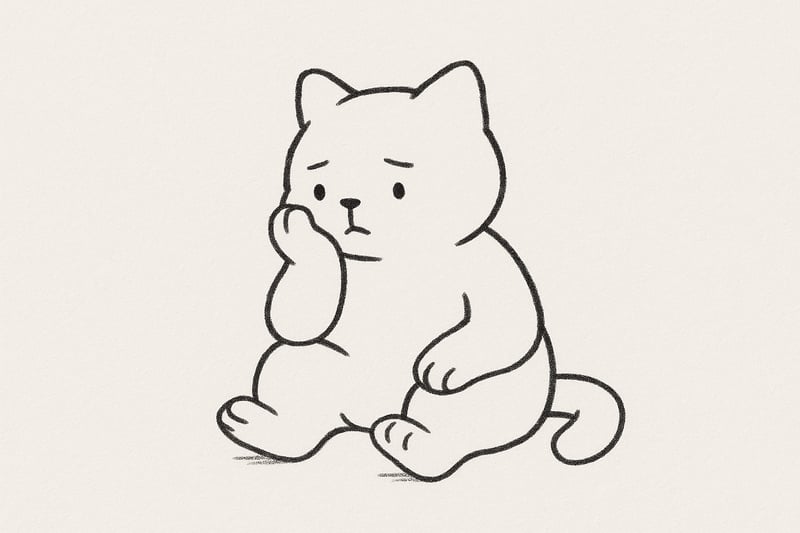 Soft sketch of two colleagues on a verandah at golden hour, mugs in hand, watching waves as they reflect before deciding, balancing calm and purpose.