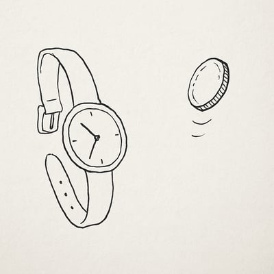 Um relógio e uma moeda em suspensão transmitem a tensão entre decidir sob pressão e aceitar um sorteio transparente como forma de justiça.