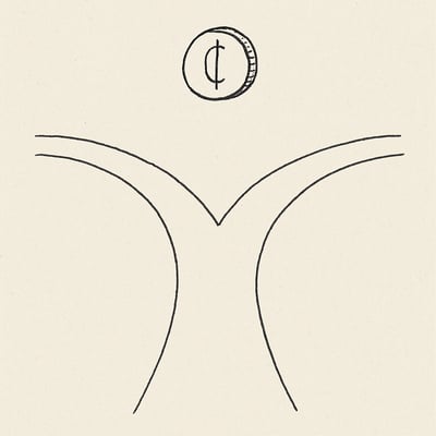 Handgetekende munt in de lucht boven twee gelijke paden; het toeval haalt druk weg en voelt procedureel eerlijk voor iedereen in de groep.