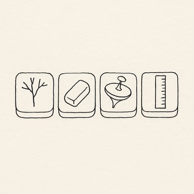 A hand-drawn compass points toward abstract icons for food, streaming, travel, and careers, signalling adaptable direction across life categories.