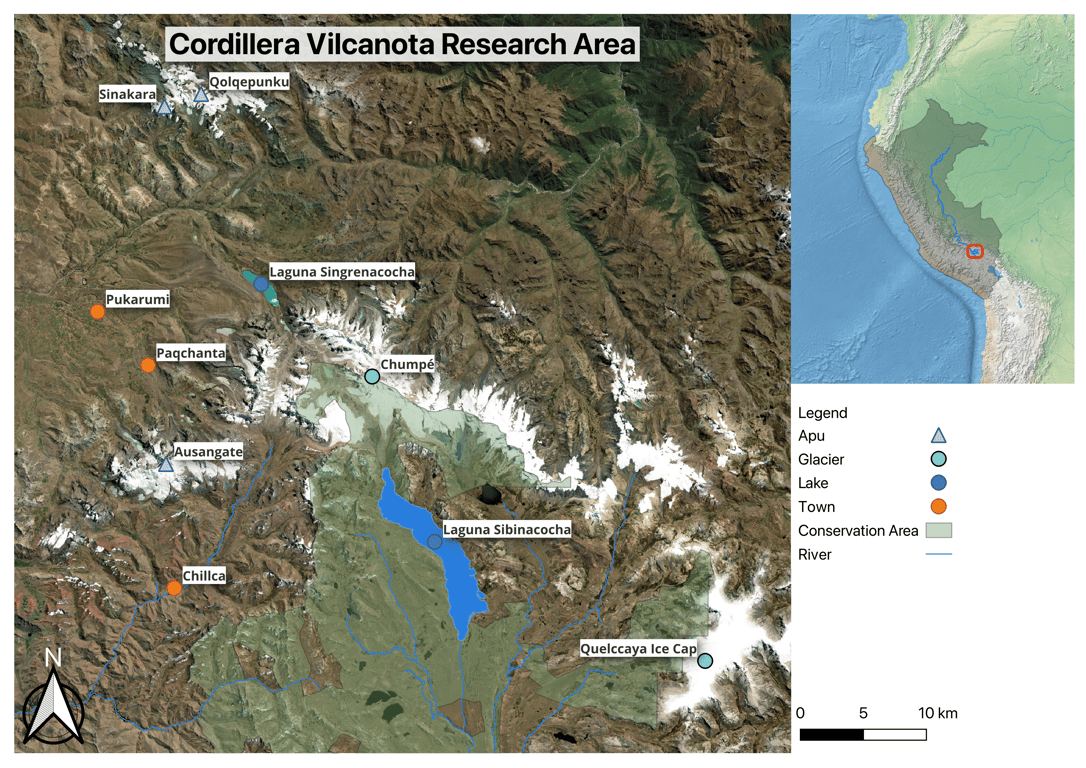 Cordillera Vilcanota research area map