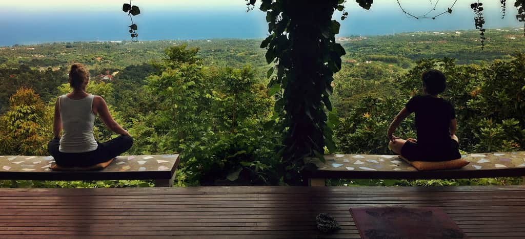 Yoga deck overlooking the Bali countryside