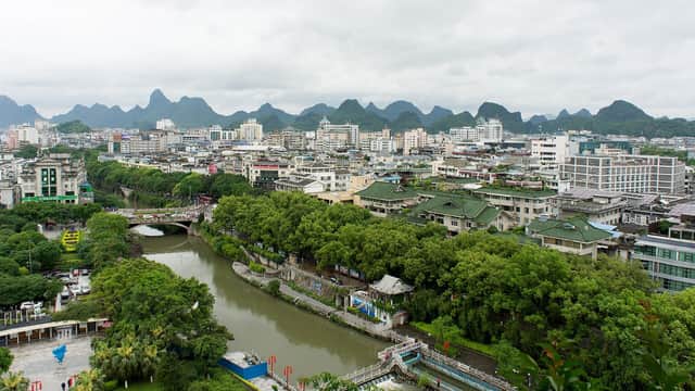 Guilin and its karst hills from Elephant Trunk Hill