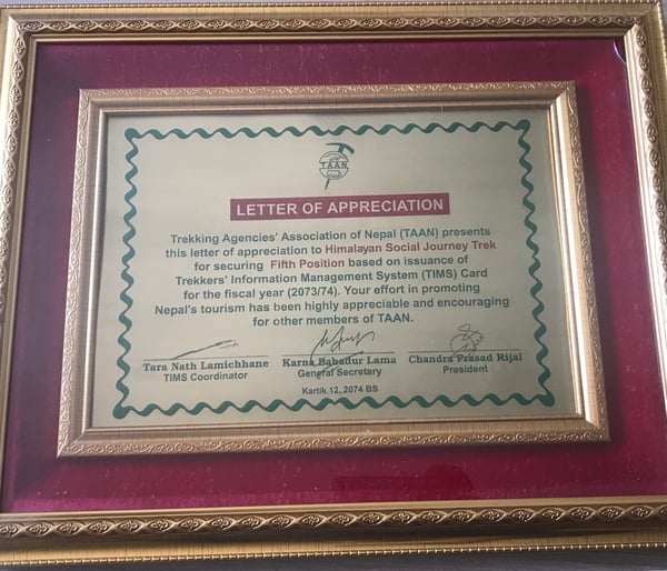 TAAN Letter of Recognition