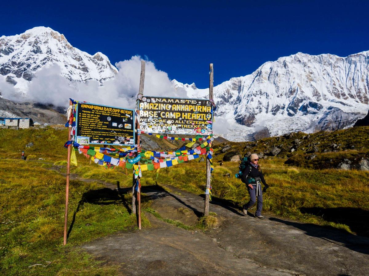 Wide panoramic view of the Annapurna Sanctuary
