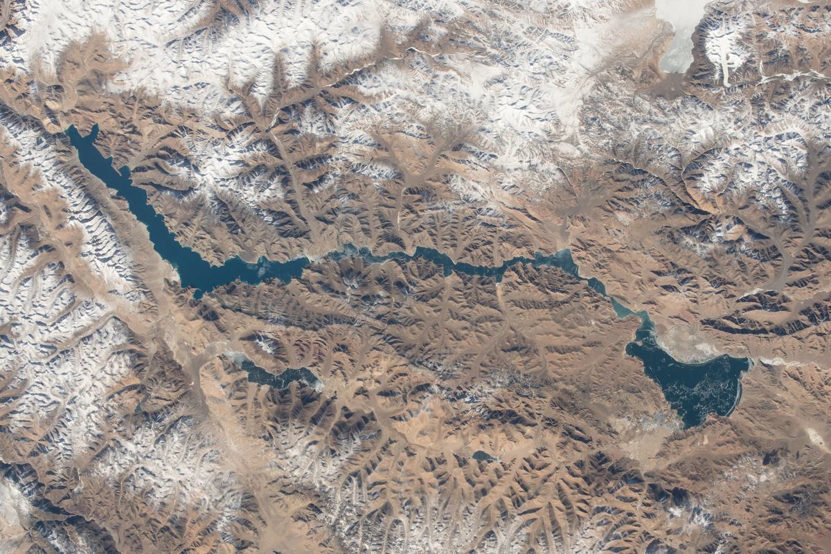 Pangong Tso from the International Space Station, Ladakh, India