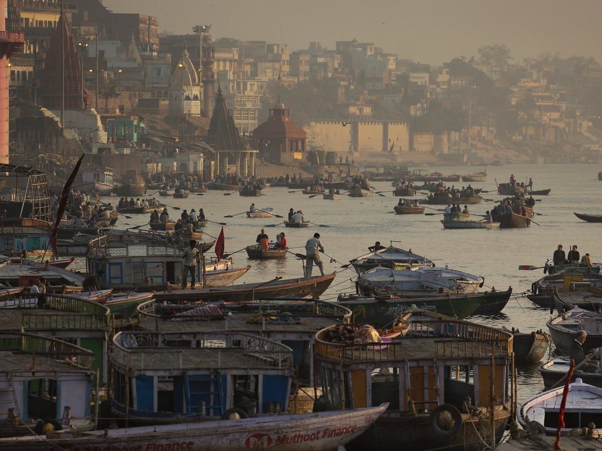 The ghats at Varanasi, on the Ganges