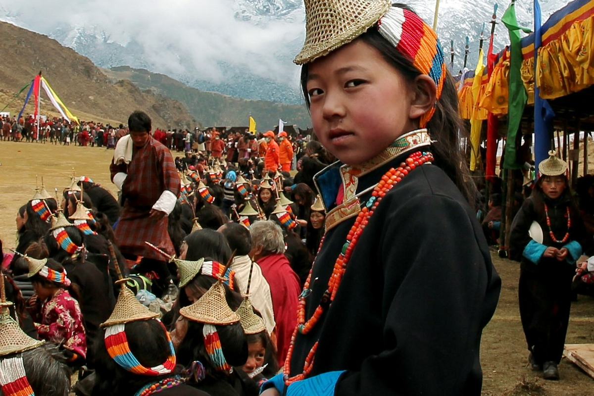 A Layap girl at the Royal Highlander Festival in Laya, Bhutan