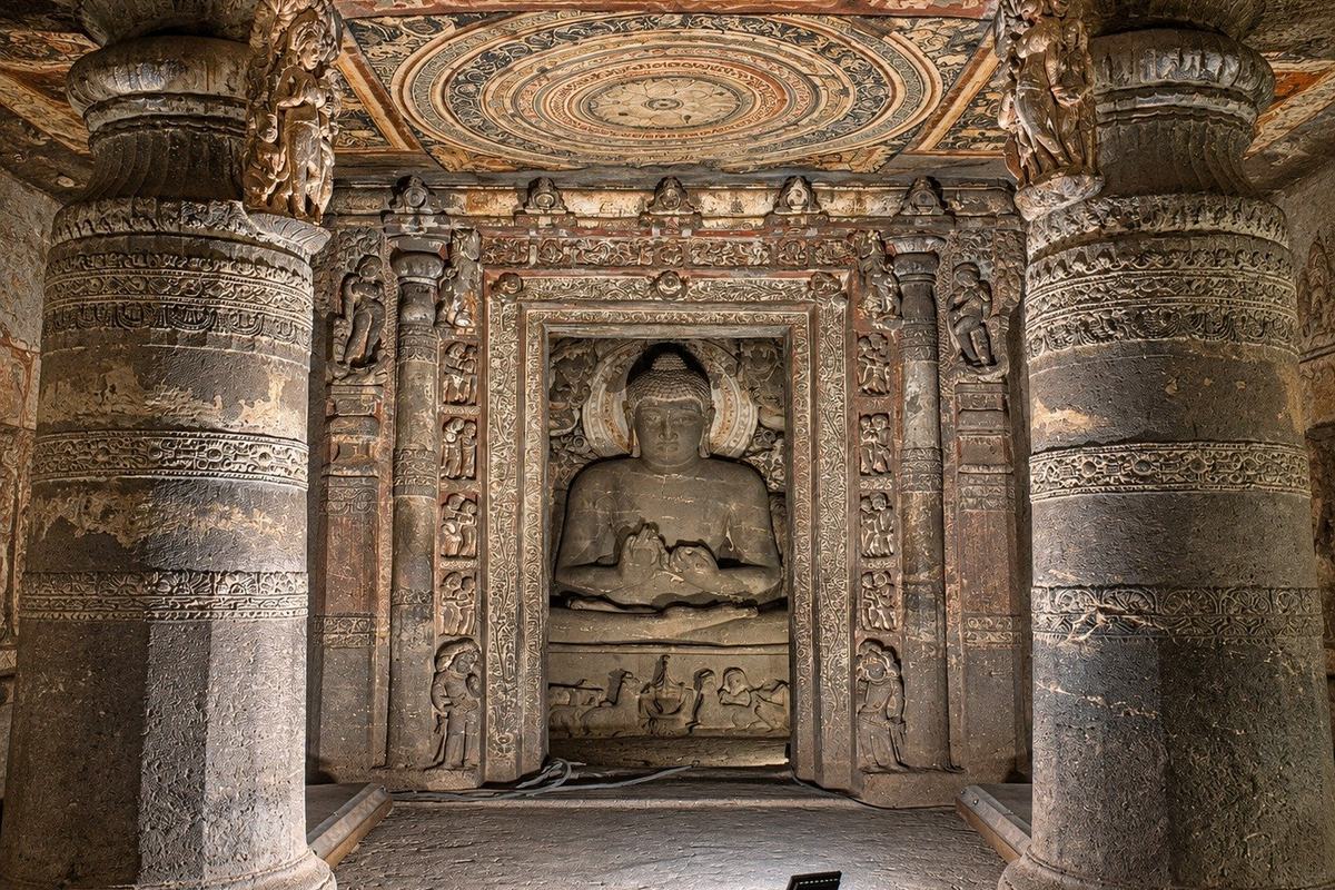 Seated Buddha in the cave shrine