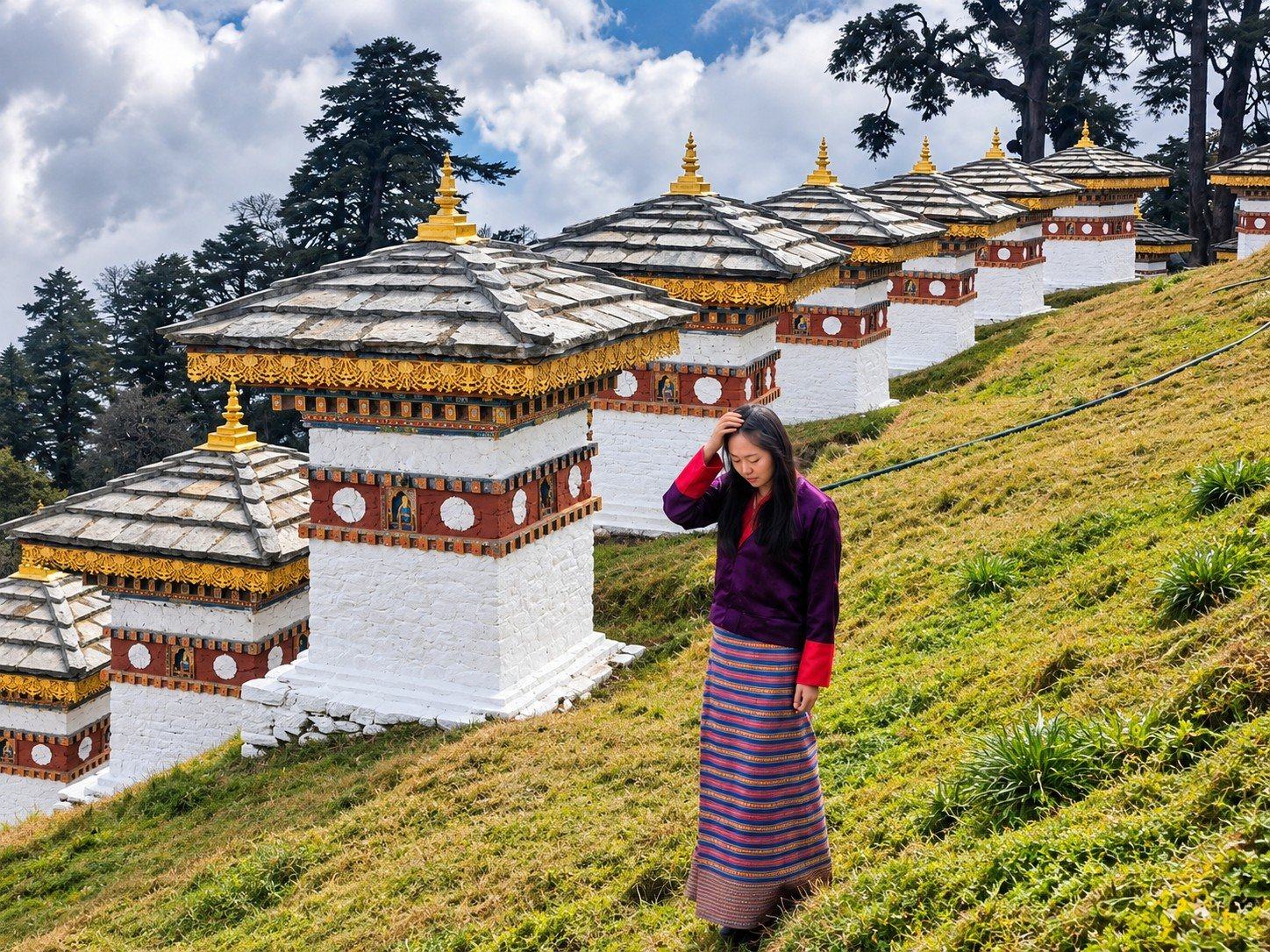 The 108 chortens at Dochula Pass, 3,100 metres