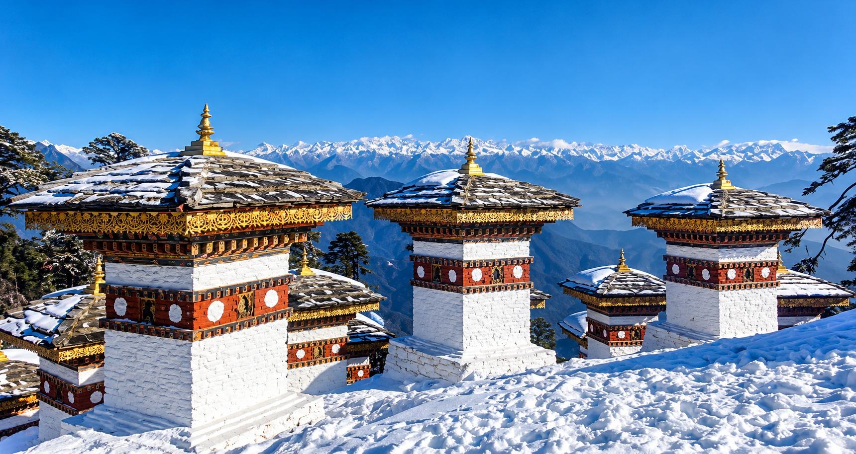 Dochula Pass on the way to Phobjikha