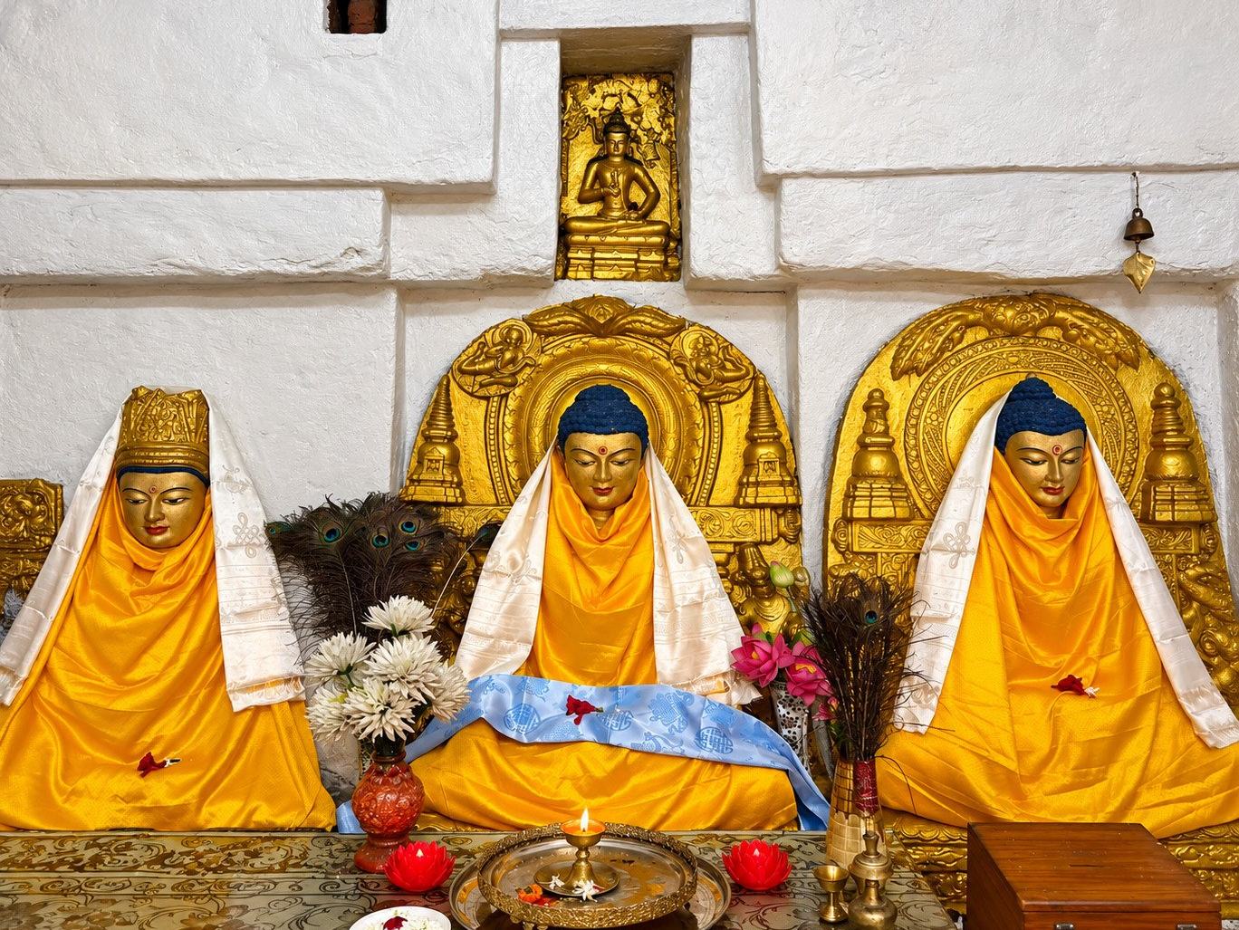An altar in one of Bodh Gaya's monasteries