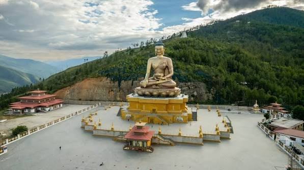 Buddha Dordenma, the 51 metre gilded bronze Buddha on its hill above the Thimphu valley.