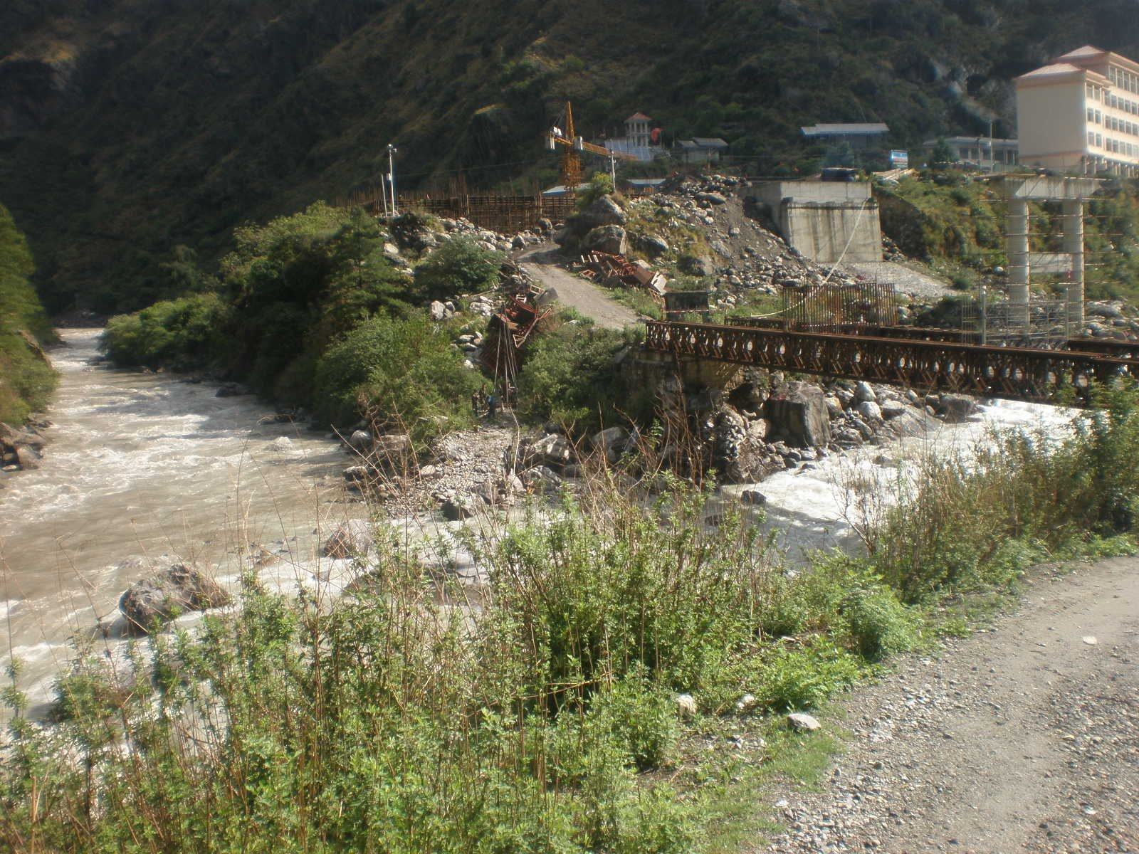 The Trishuli River meeting the Lhende Khola, Rasuwa District.