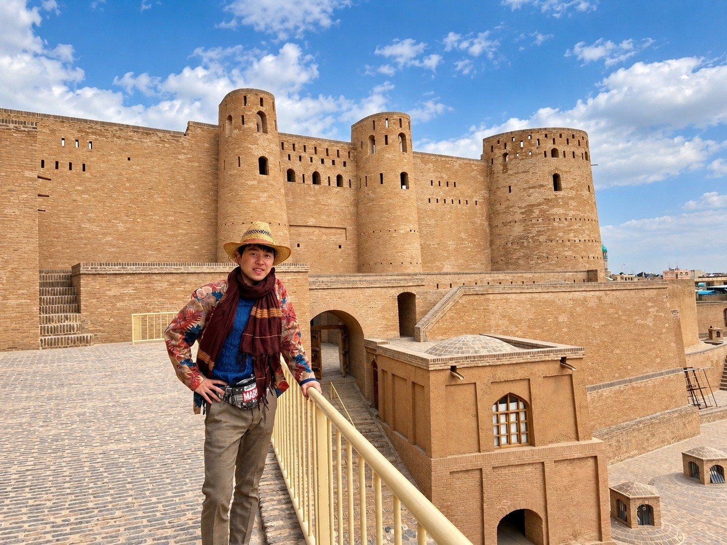 Climbing the fort ramparts