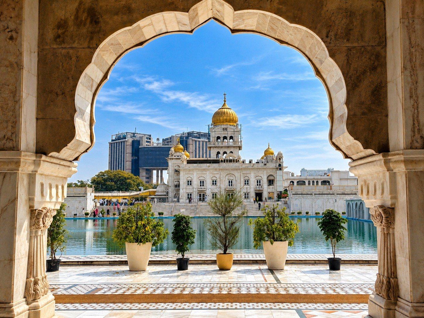 Bangla Sahib through the arch