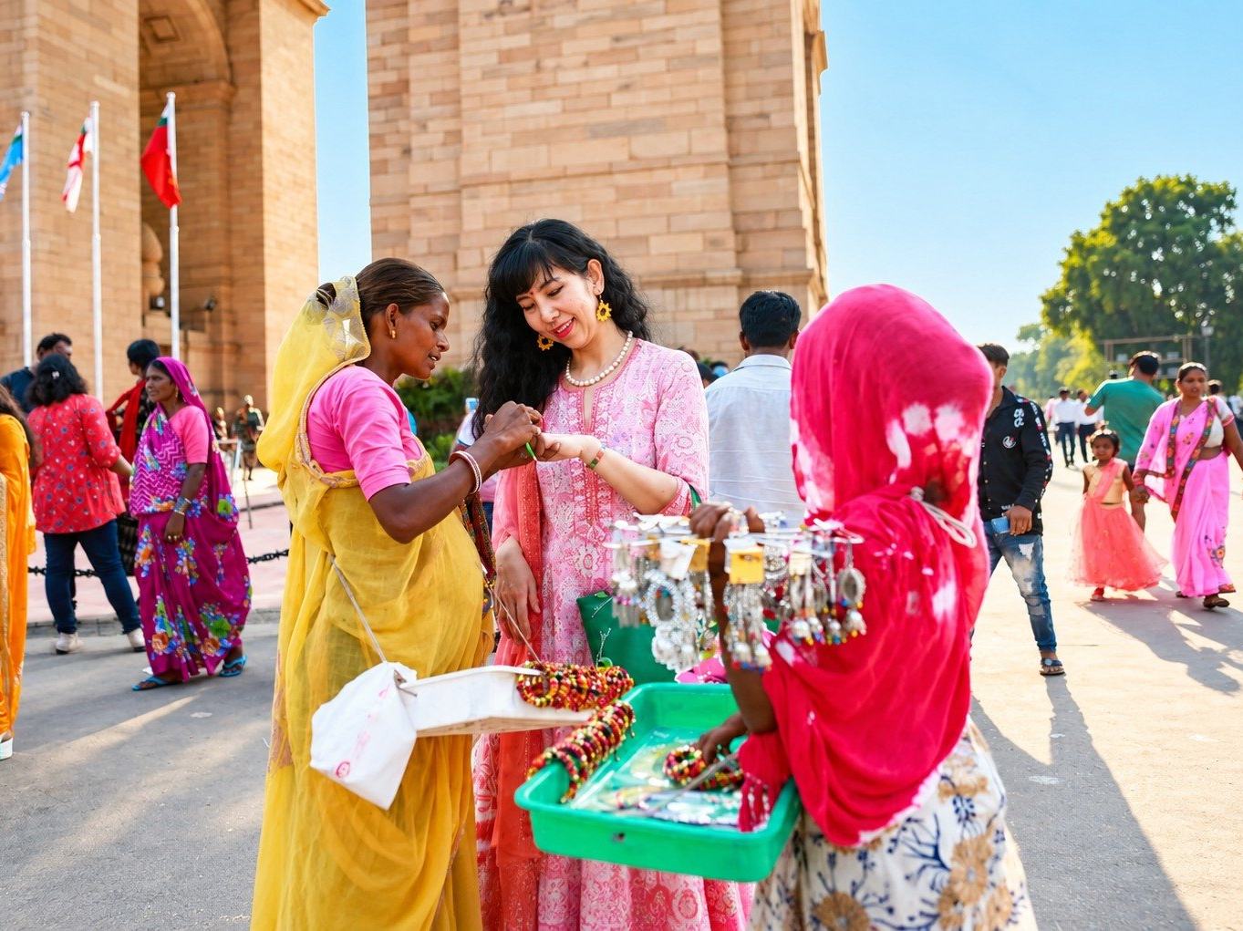 A bangle seller near India Gate