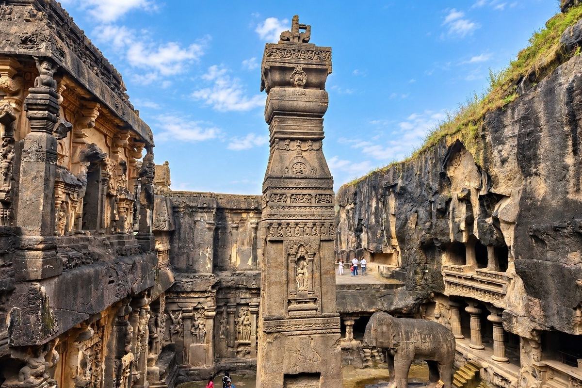 Kailasa temple courtyard