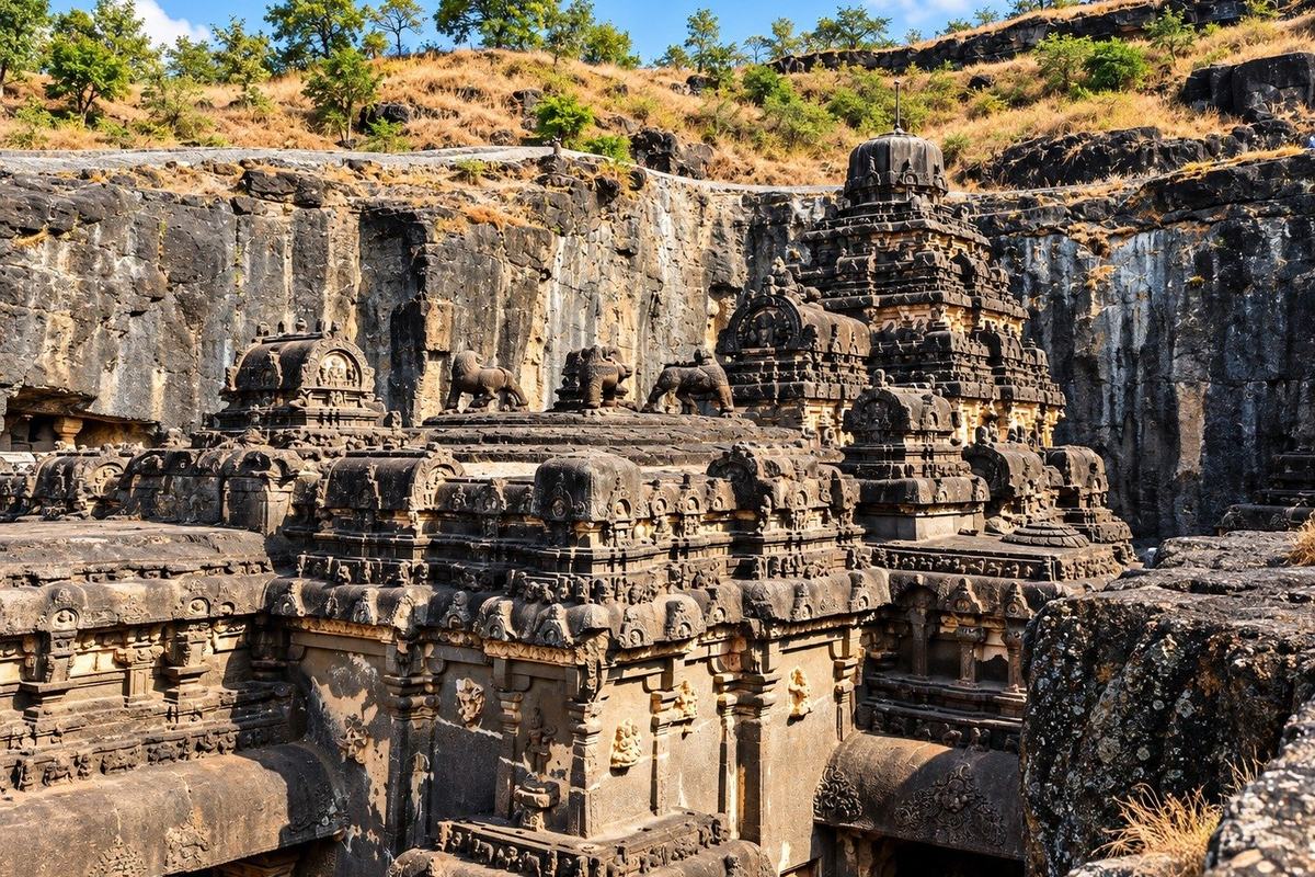 Kailasa temple complex from above