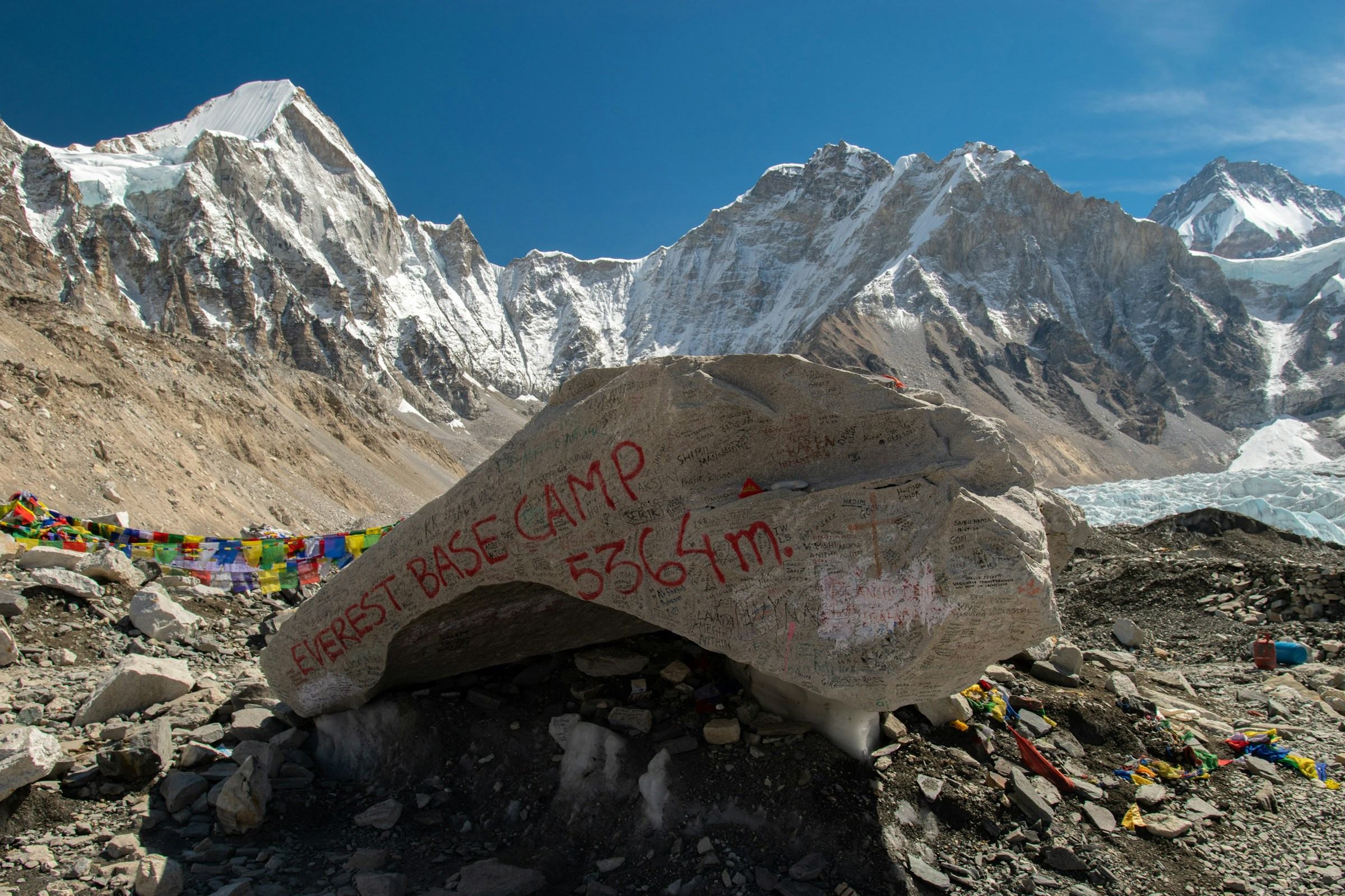 Everest Base Camp and the Khumbu Icefall.