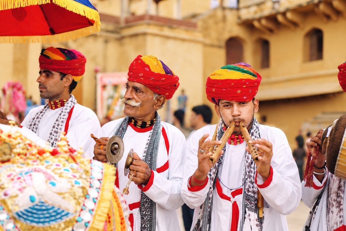 Rajasthani folk musicians at Amber Fort, Jaipur, India