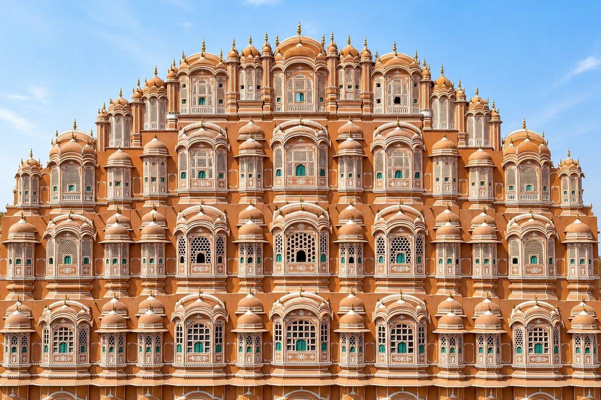 The honeycomb facade of Hawa Mahal, Jaipur, India