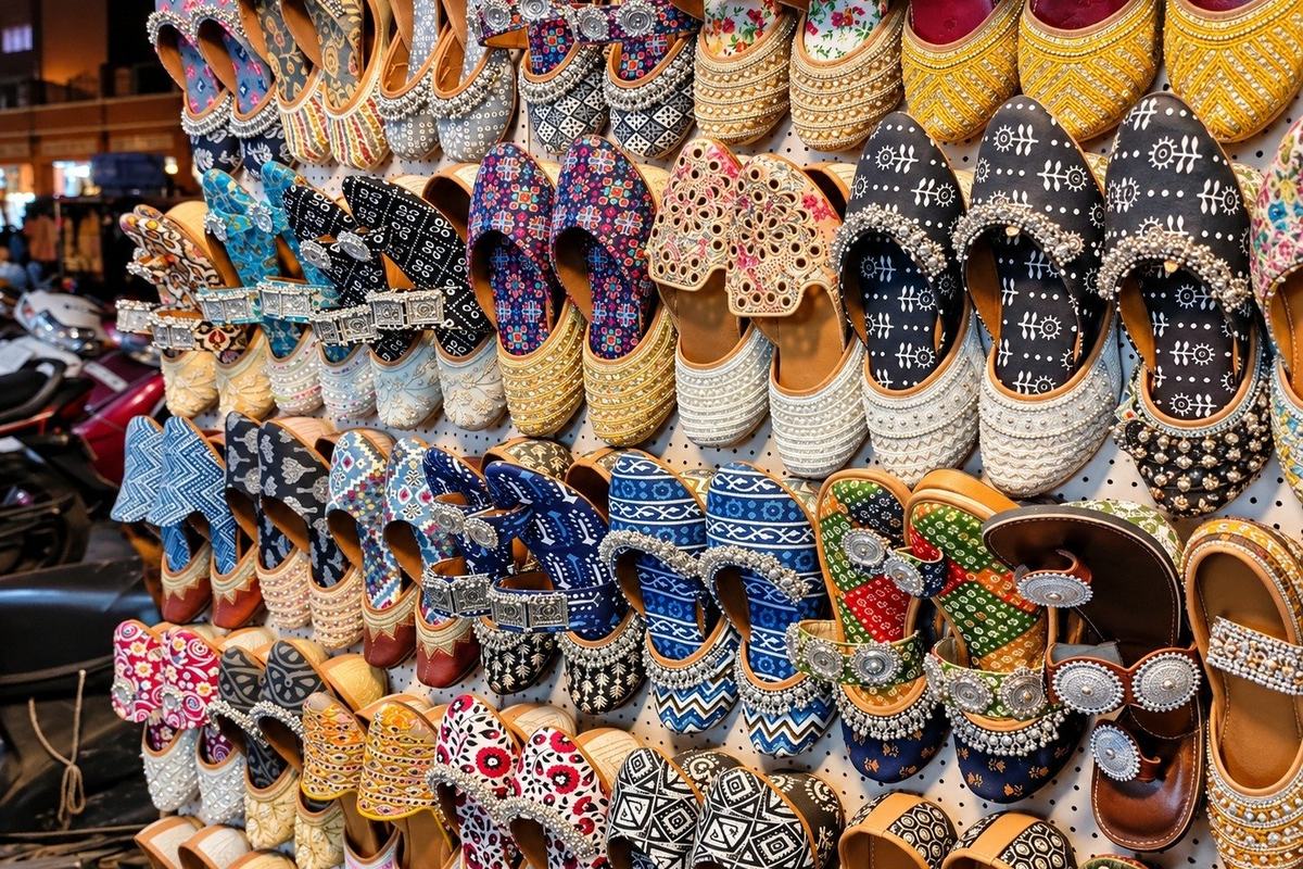 Jutti stall in the bazaar, Jaipur, India