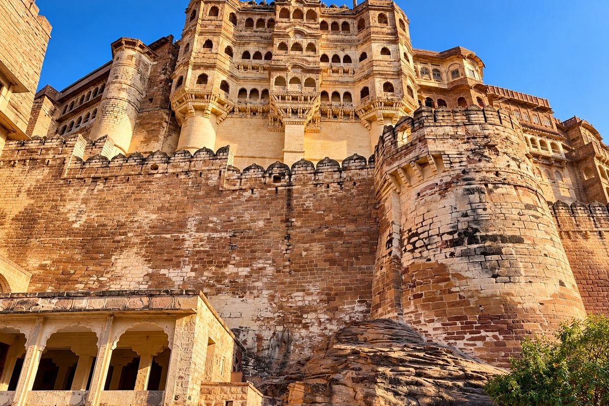 The walls of Mehrangarh Fort, Jodhpur, India