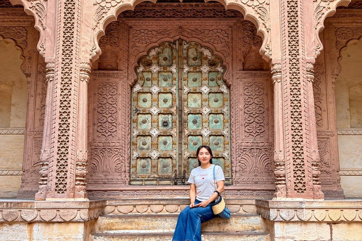 A carved doorway at Mehrangarh Fort, Jodhpur, India