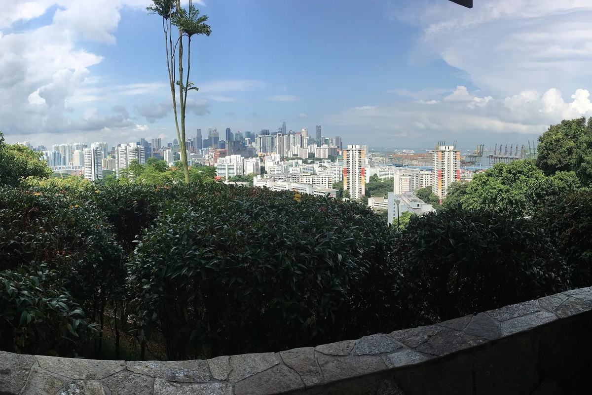 Panorama from Mount Faber over the housing estates to the city skyline, Singapore